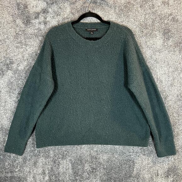 Banana Republic Sweater Mens Large Green Boucle Knit Pullover Crewneck Cozy - Picture 1 of 7
